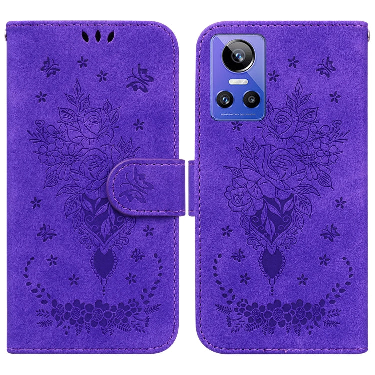 For OPPO Realme GT Neo3 Butterfly Rose Embossed Leather Phone Case