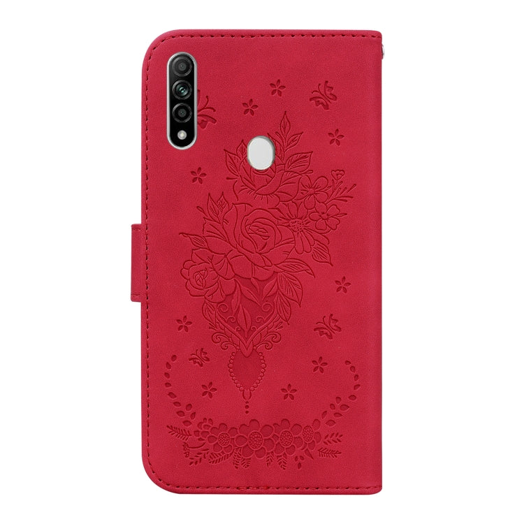 For OPPO A8 / A31 2020 Butterfly Rose Embossed Leather Phone Case