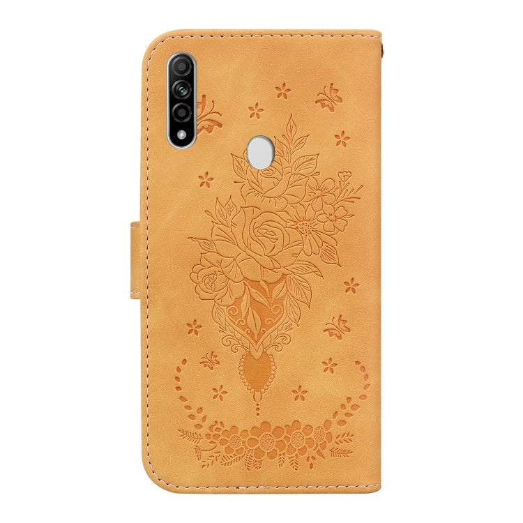For OPPO A8 / A31 2020 Butterfly Rose Embossed Leather Phone Case