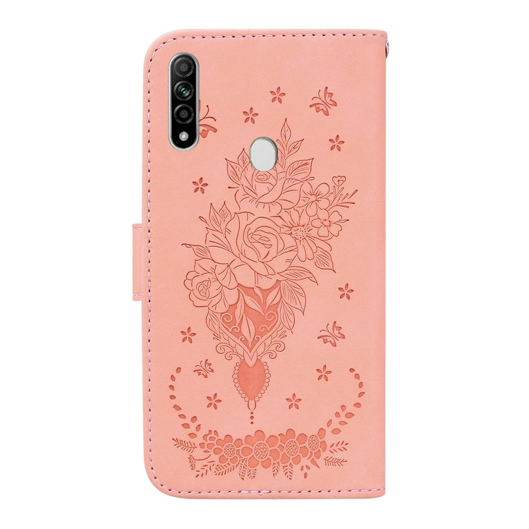 For OPPO A8 / A31 2020 Butterfly Rose Embossed Leather Phone Case