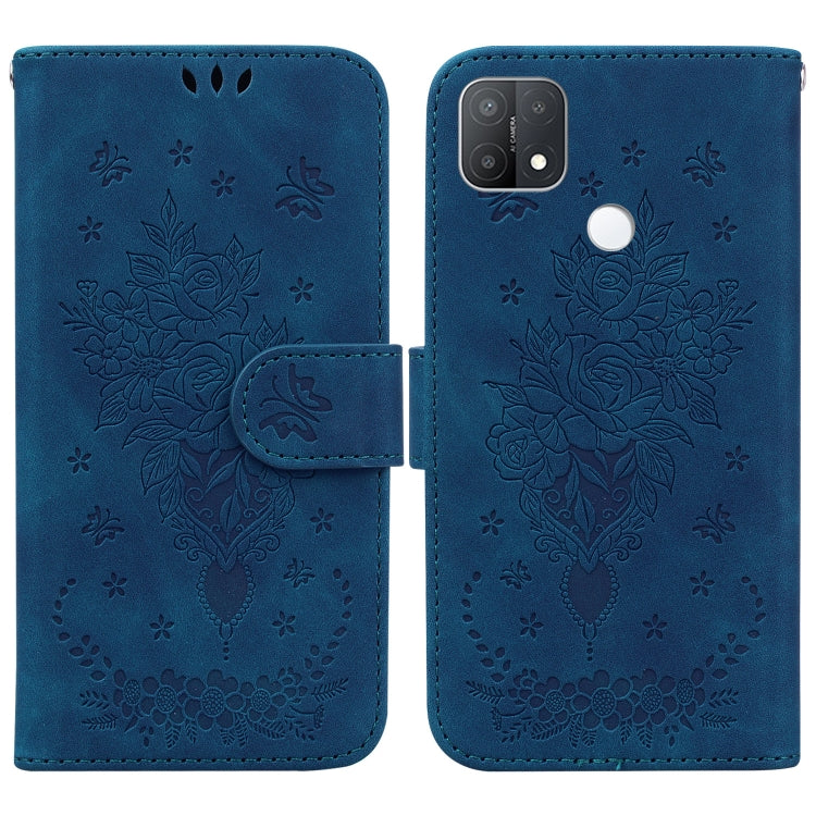 For OPPO A15 / A15s Butterfly Rose Embossed Leather Phone Case