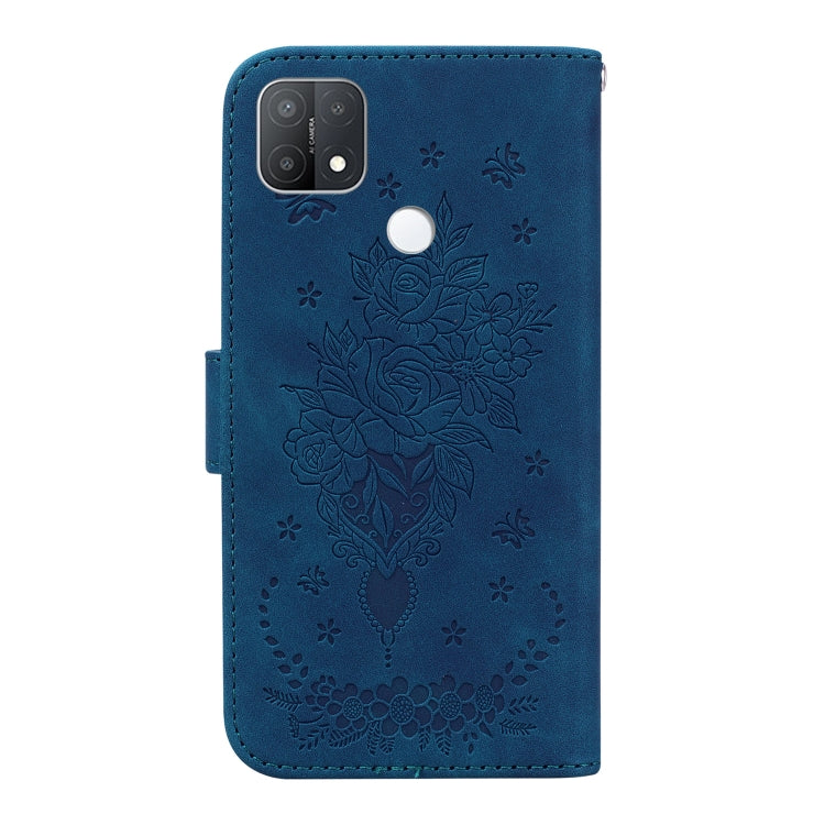 For OPPO A15 / A15s Butterfly Rose Embossed Leather Phone Case
