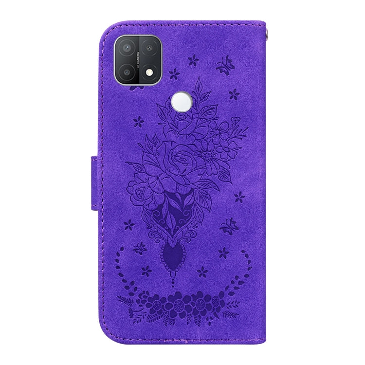 For OPPO A15 / A15s Butterfly Rose Embossed Leather Phone Case