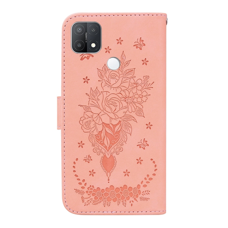 For OPPO A15 / A15s Butterfly Rose Embossed Leather Phone Case