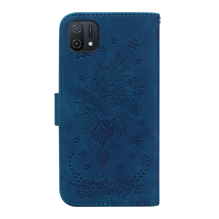 For OPPO A16K Butterfly Rose Embossed Leather Phone Case