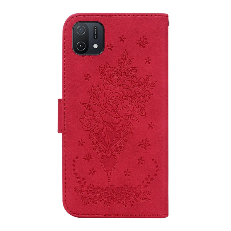 For OPPO A16K Butterfly Rose Embossed Leather Phone Case