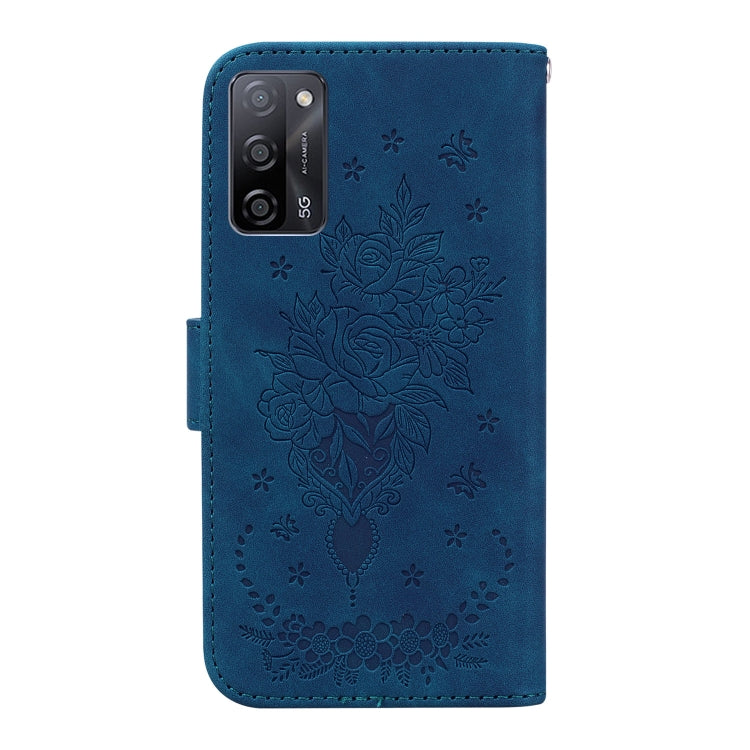For OPPO A55 5G / A53s 5G / A16 Butterfly Rose Embossed Leather Phone Case