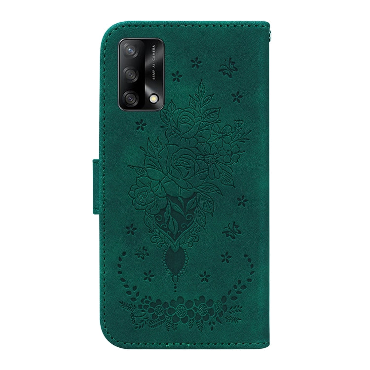 For OPPO A74 4G / F19 4G Butterfly Rose Embossed Leather Phone Case