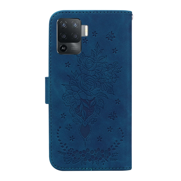 For OPPO A94 4G / F19 Pro / Reno5 F Butterfly Rose Embossed Leather Phone Case