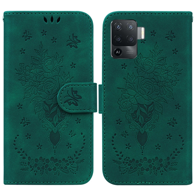 For OPPO A94 4G / F19 Pro / Reno5 F Butterfly Rose Embossed Leather Phone Case