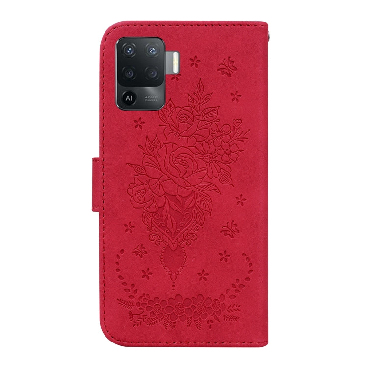 For OPPO A94 4G / F19 Pro / Reno5 F Butterfly Rose Embossed Leather Phone Case