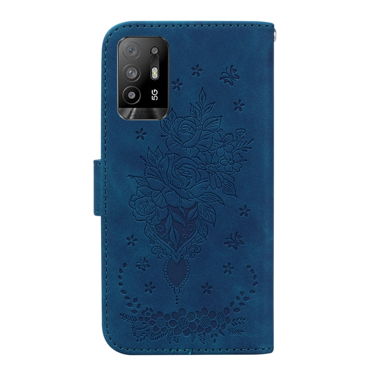 For OPPO A94 5G / F19 Pro+ 5G / Reno5 Z Butterfly Rose Embossed Leather Phone Case