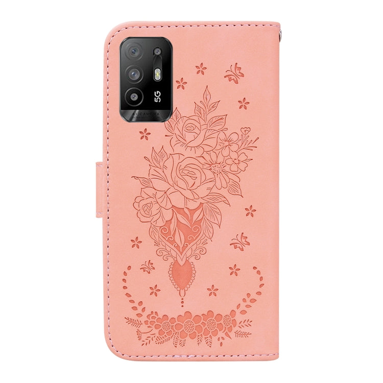 For OPPO A94 5G / F19 Pro+ 5G / Reno5 Z Butterfly Rose Embossed Leather Phone Case