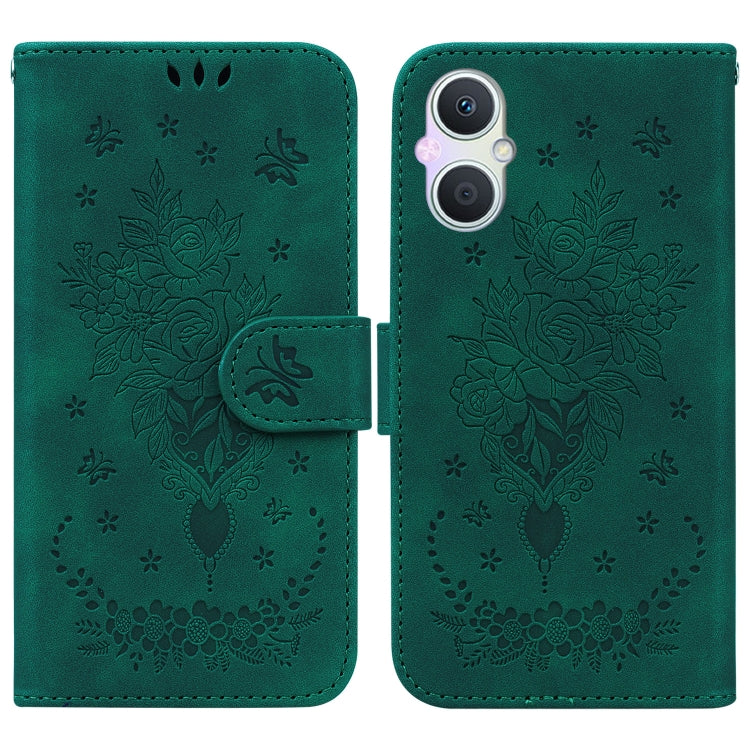 For OPPO A96 5G / Reno7 Z 5G Butterfly Rose Embossed Leather Phone Case