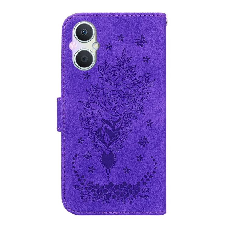 For OPPO A96 5G / Reno7 Z 5G Butterfly Rose Embossed Leather Phone Case