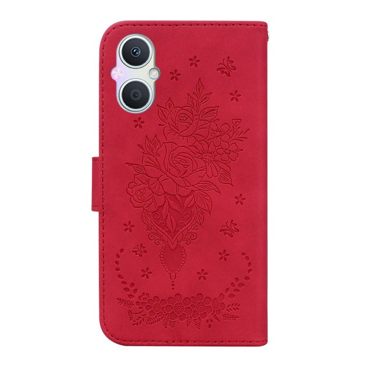 For OPPO A96 5G / Reno7 Z 5G Butterfly Rose Embossed Leather Phone Case