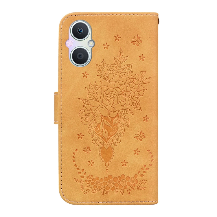 For OPPO A96 5G / Reno7 Z 5G Butterfly Rose Embossed Leather Phone Case
