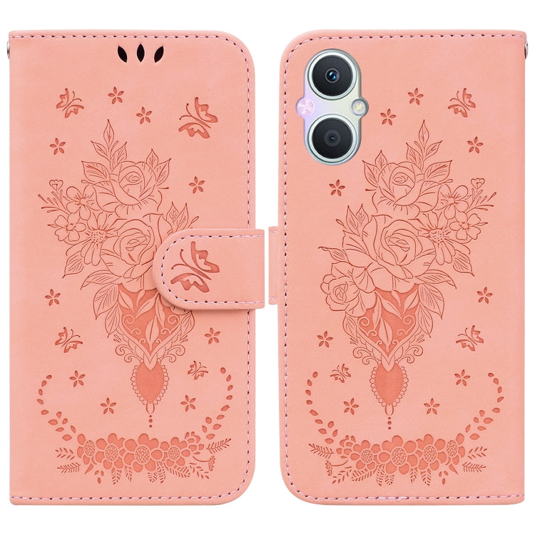 For OPPO A96 5G / Reno7 Z 5G Butterfly Rose Embossed Leather Phone Case