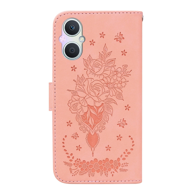 For OPPO A96 5G / Reno7 Z 5G Butterfly Rose Embossed Leather Phone Case