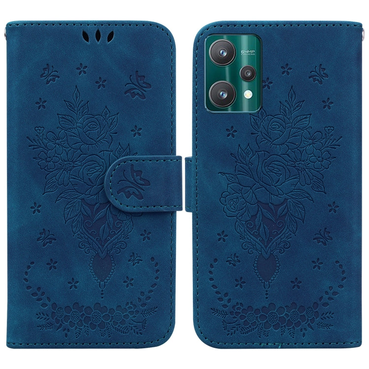 For OPPO Realme 9 Pro Butterfly Rose Embossed Leather Phone Case