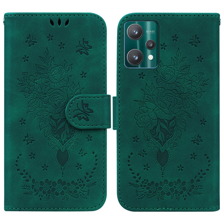 For OPPO Realme 9 Pro Butterfly Rose Embossed Leather Phone Case