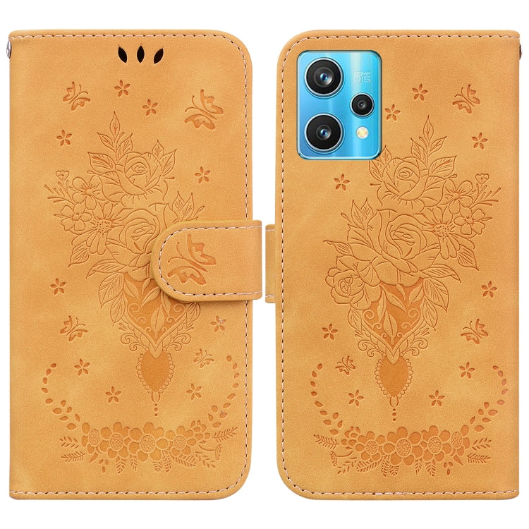 For OPPO Realme 9 Pro+ / Realme 9 4G Butterfly Rose Embossed Leather Phone Case