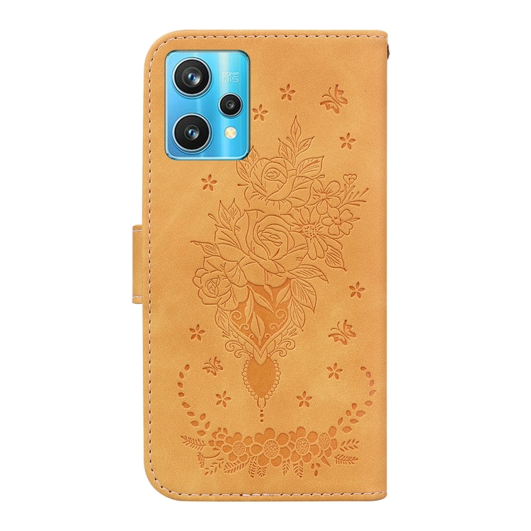For OPPO Realme 9 Pro+ / Realme 9 4G Butterfly Rose Embossed Leather Phone Case