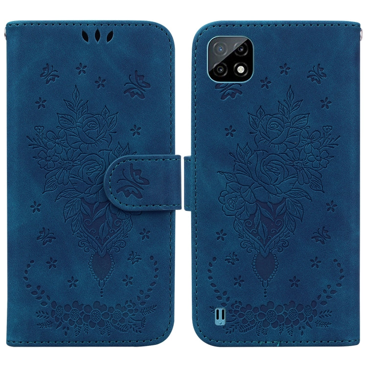 For OPPO Realme C20 / C11 2021 Butterfly Rose Embossed Leather Phone Case