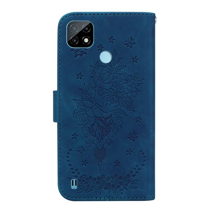 For OPPO Realme C21 Butterfly Rose Embossed Leather Phone Case