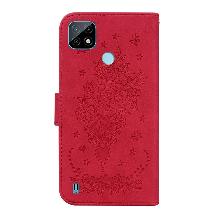 For OPPO Realme C21 Butterfly Rose Embossed Leather Phone Case