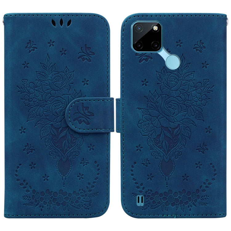 For OPPO Realme C21Y Butterfly Rose Embossed Leather Phone Case