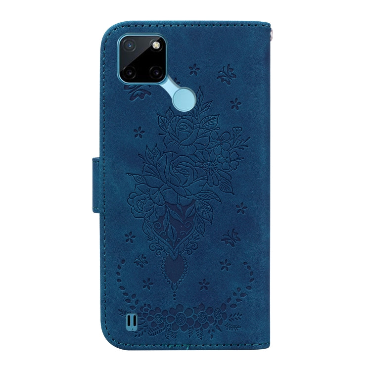 For OPPO Realme C21Y Butterfly Rose Embossed Leather Phone Case