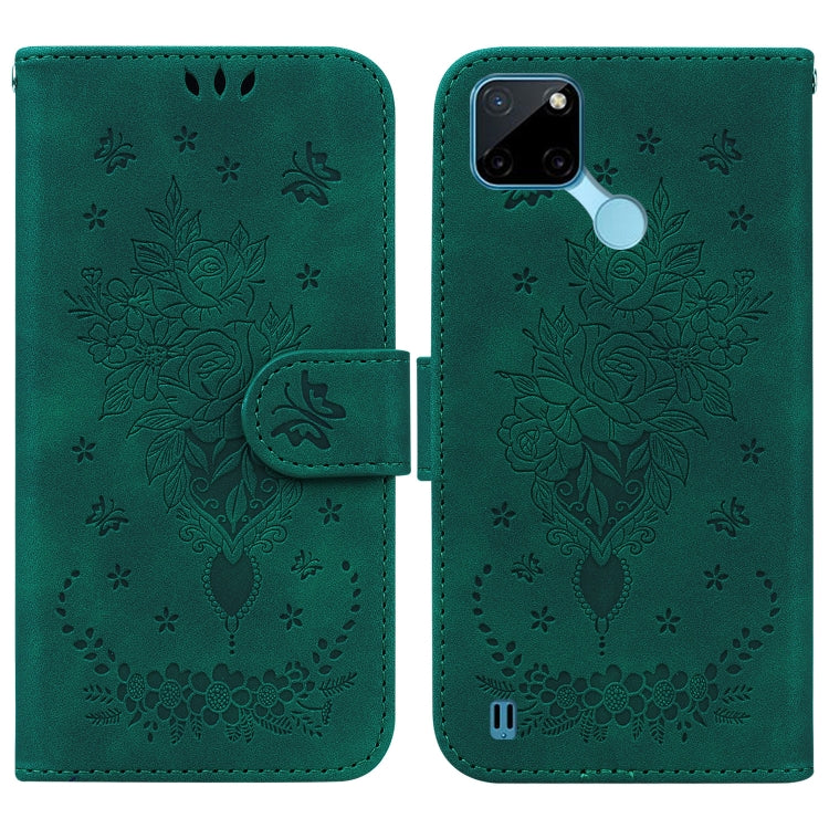 For OPPO Realme C21Y Butterfly Rose Embossed Leather Phone Case