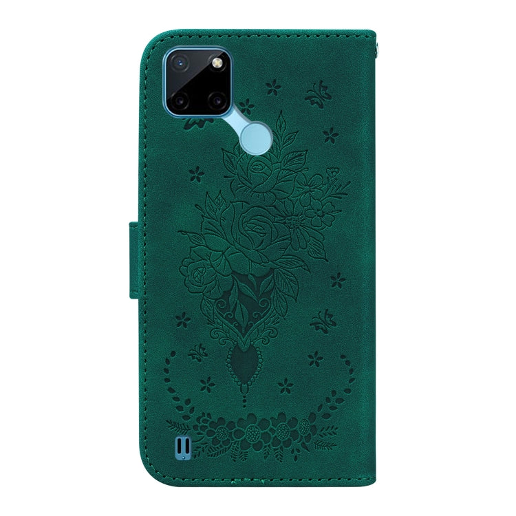 For OPPO Realme C21Y Butterfly Rose Embossed Leather Phone Case
