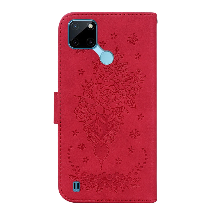 For OPPO Realme C21Y Butterfly Rose Embossed Leather Phone Case