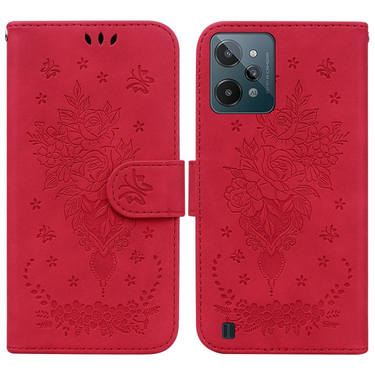 For OPPO Realme C31 Butterfly Rose Embossed Leather Phone Case