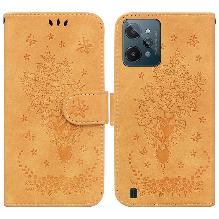 For OPPO Realme C31 Butterfly Rose Embossed Leather Phone Case