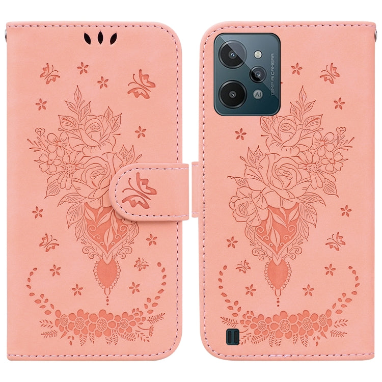 For OPPO Realme C31 Butterfly Rose Embossed Leather Phone Case