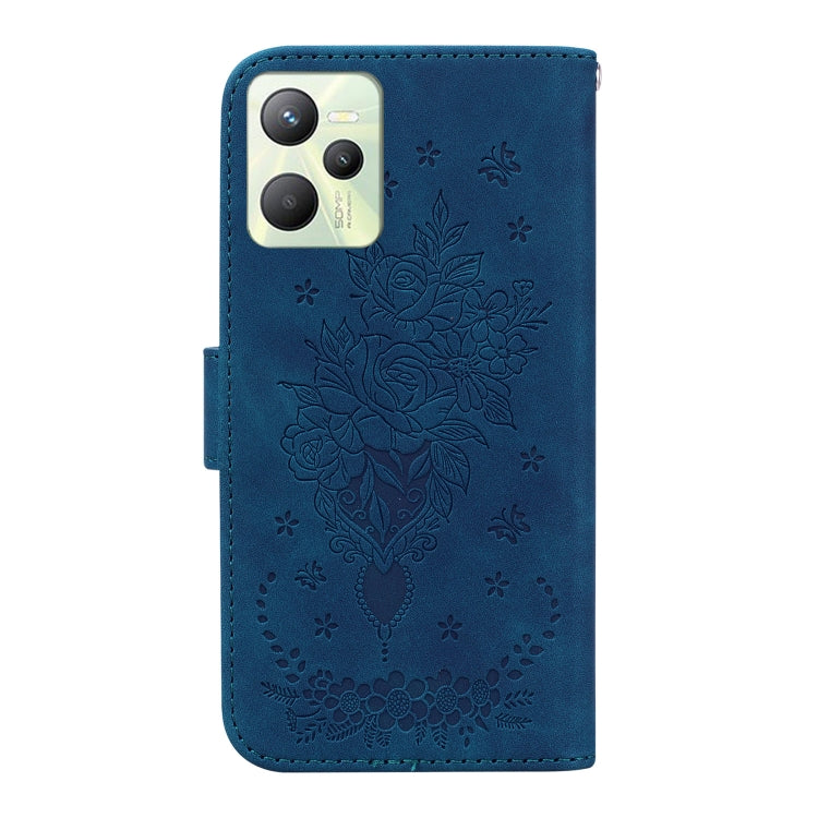 For OPPO Realme C35 Butterfly Rose Embossed Leather Phone Case