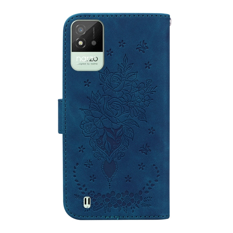 For OPPO Realme Narzo 50i Butterfly Rose Embossed Leather Phone Case