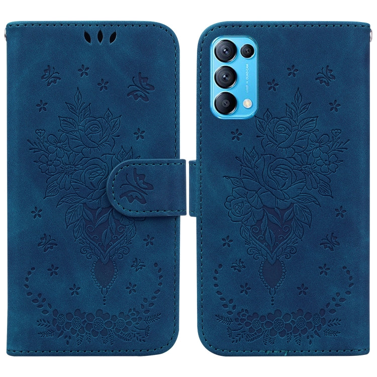 For OPPO Reno5 5G / 4G / Reno5 K / Find X3 Lite Butterfly Rose Embossed Leather Phone Case