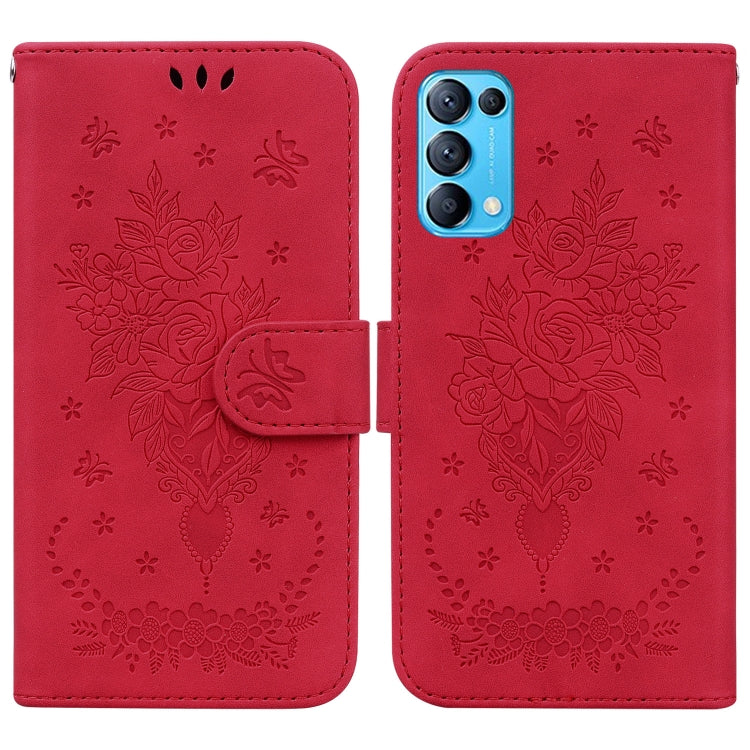 For OPPO Reno5 5G / 4G / Reno5 K / Find X3 Lite Butterfly Rose Embossed Leather Phone Case