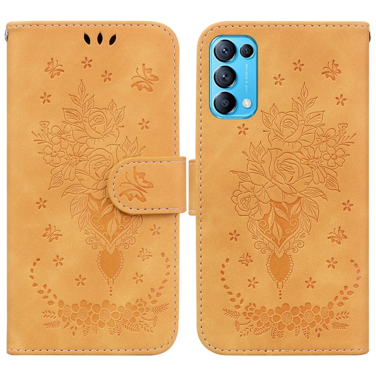 For OPPO Reno5 5G / 4G / Reno5 K / Find X3 Lite Butterfly Rose Embossed Leather Phone Case