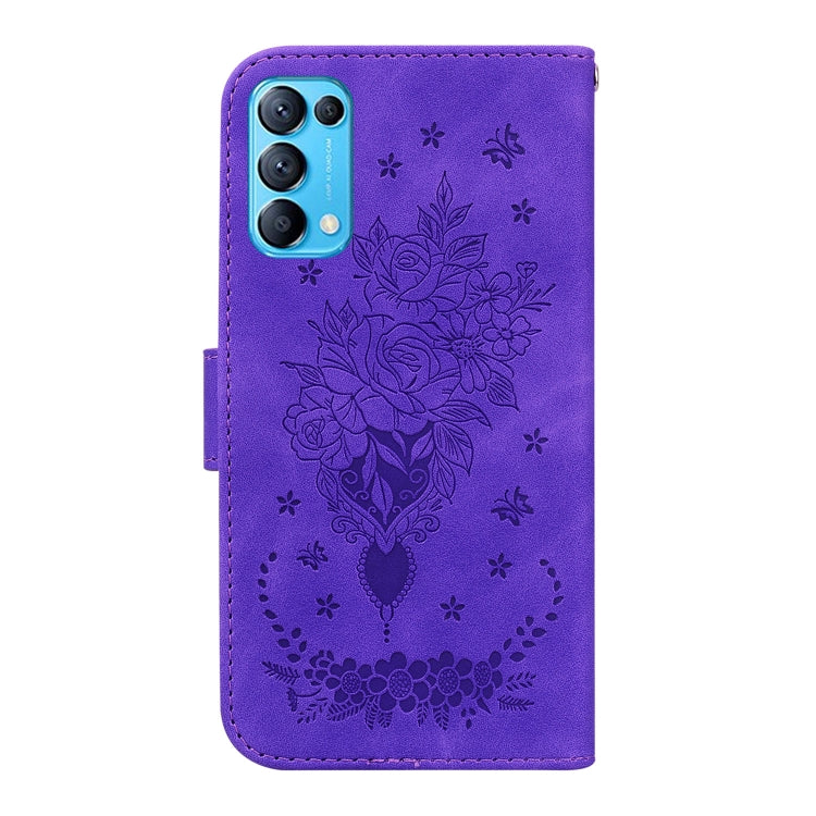 For OPPO Reno5 Pro 5G Butterfly Rose Embossed Leather Phone Case