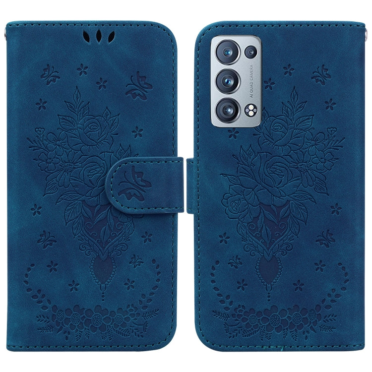 For OPPO Reno6 Pro+ 5G Butterfly Rose Embossed Leather Phone Case