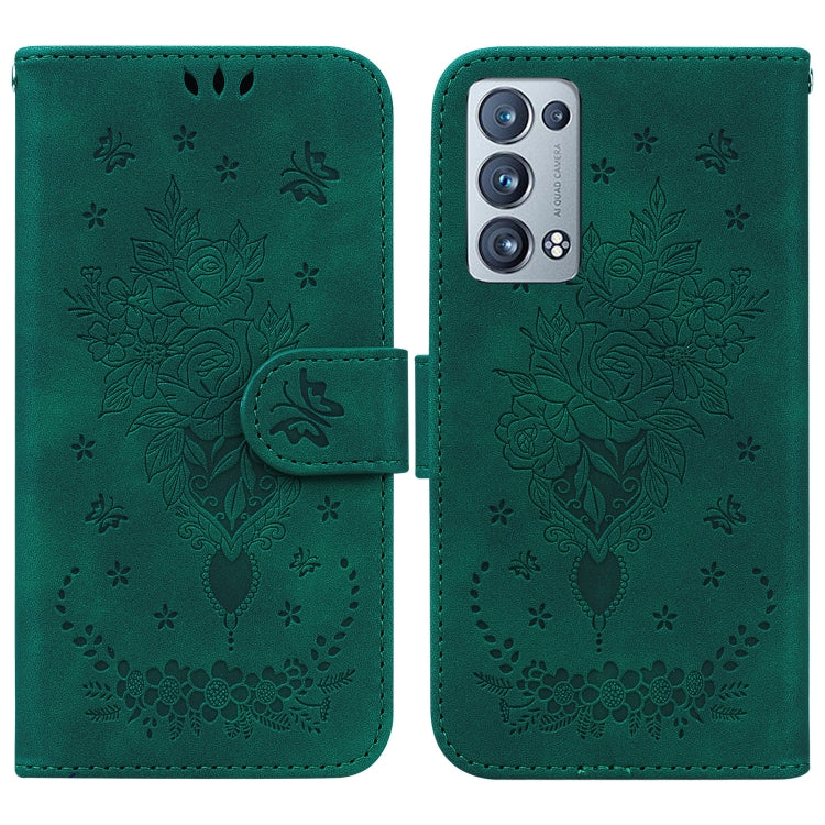 For OPPO Reno6 Pro+ 5G Butterfly Rose Embossed Leather Phone Case