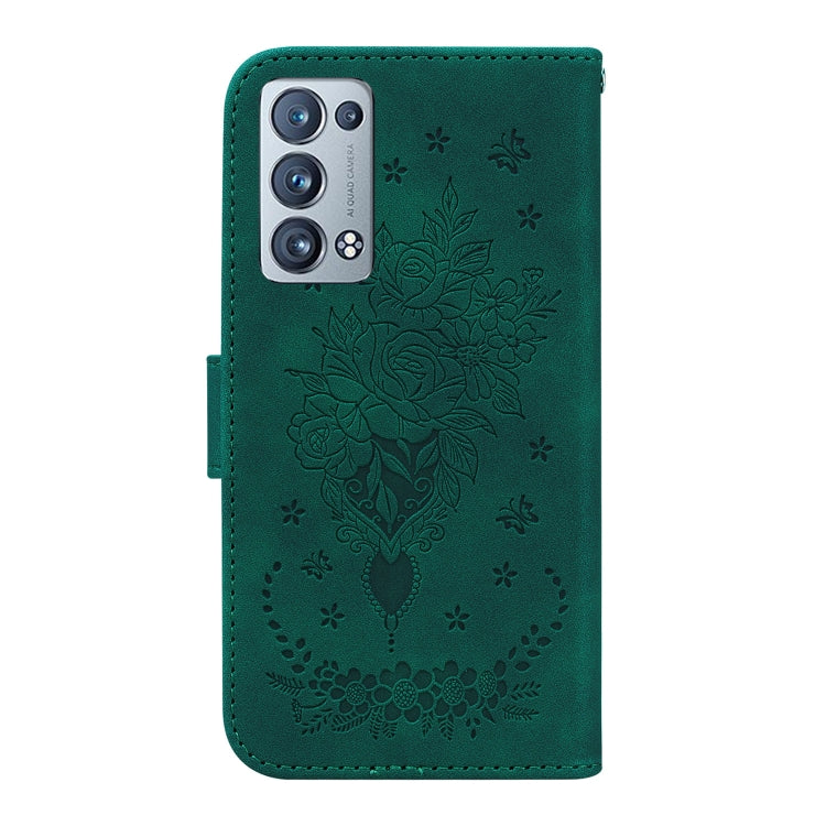 For OPPO Reno6 Pro+ 5G Butterfly Rose Embossed Leather Phone Case