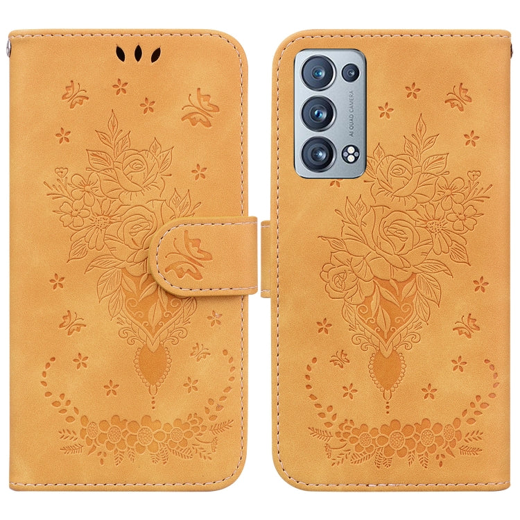For OPPO Reno6 Pro+ 5G Butterfly Rose Embossed Leather Phone Case