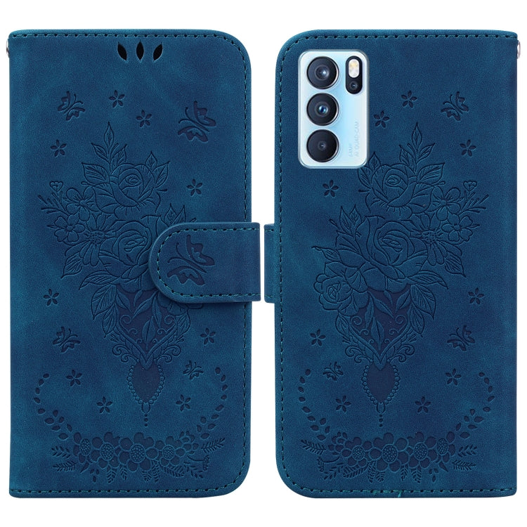 For OPPO Reno6 Pro 5G Butterfly Rose Embossed Leather Phone Case