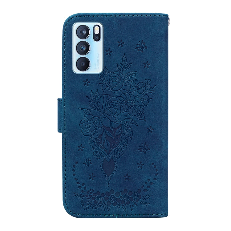 For OPPO Reno6 Pro 5G Butterfly Rose Embossed Leather Phone Case